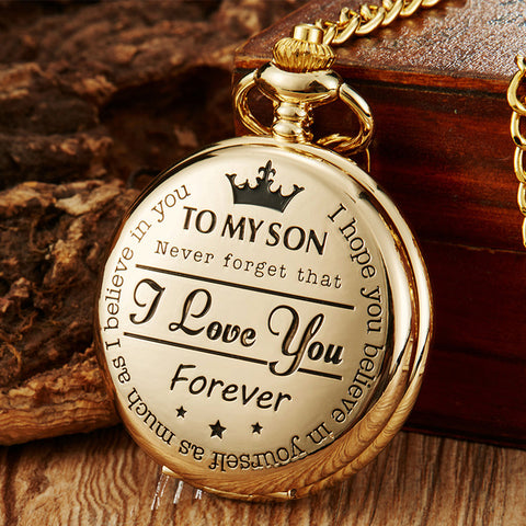 To My Son Pocket  Quartz Watch With Chain In Gift Box - 