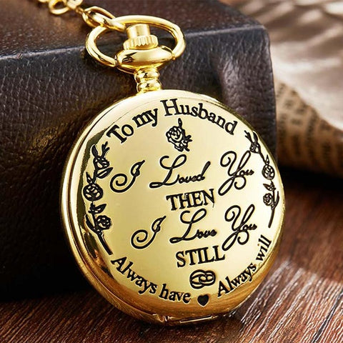 "To My Husband" Personalized Pocket Watch IN GIFT BOX